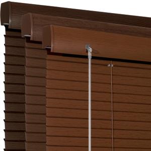 Boolegon Full Privacy L-Shaped Blades Faux Wood Blinds for Indoor Windows Aluminum Mini Blinds Room Darkening for Windows Horizontal Window Blinds for Home,Office,Cherrywood,Custom Size 24×48