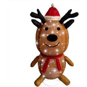 Fraser Hill Farm 4-Ft. Prelit Collapsible Tinsel Reindeer with LED Lights, 3D Light up Decoration for Indoor or Outdoor Display, Christmas Holiday Decor for Outside, Yard, Porch