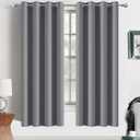Yakamok Room Darkening Curtains Thermal Insulated Gray Blackout Curtain Panels Solid Grommet Top Window Drapes for Bedroom, 2 Tie Backs Included(52x72 Inch, Grey, 2 Panels)