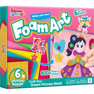 Klever Kits Foam Art Kit for Kids, EVA Foam Stickers with 6 Art Board and 800+ Stickers, DIY Arts and Crafts for Boys Girls Age 3+, Unicorns & Princesses Birthday Gifts Travel Toy Klever Kits Foam Art Kit for Kids, EVA Foam Stickers with 6 Art Board and 800+ Stickers, DIY Arts and Crafts for Boys Girls Age 3+, Unicorns & Princesses Birthday Gifts Travel Toy