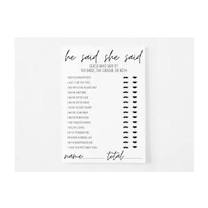 He Said She Said Wedding Game Cards, 35 Pack, Bridal Shower Activity, 4.7 x 6.7 inches, Premium Card Stock, Fun Wedding Party Activity Quiz Questions