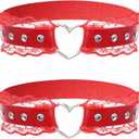 2 Pcs Garter Lace Thigh Garters for Women Adjustable Leg Garter with Heart Design for Cosplay Special Occasions