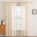 MIULEE 2 Panels Solid Color Sheer Window Curtains Elegant Window Voile Panels/Drapes/Treatment for Bedroom Living Room (54 X 90 Inches Cream Beige)