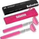 Kuvvfe 2 Pack Portable Extendable Back Scratcher, Stainless Steel Telescoping Back Scratcher with Beautiful Present Packaging(Pink Red)