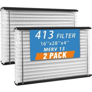 2-Pack 413 Replacement Filter, Compatible with Aprilaire 1410, 1610, 2140, 2416, 3410, 4400, 16x28x4 Inches MERV 13 Furnace Air Filter