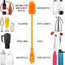 12.5" Silicone Bottle Brush & Straw Cleaner Brush Set | Water Bottle Cleaner for Hydro Flasks, Tumblers, Glassware, Vases and Narrow Neck Containers (Orange)