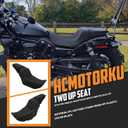 Motorcycle Front Driver Rider Seat Rear Passenger Pillion Seat Cushion Leather One-Piece Seat Fit For Harley Nightster RH975 RH975S 2022-up (Black)
