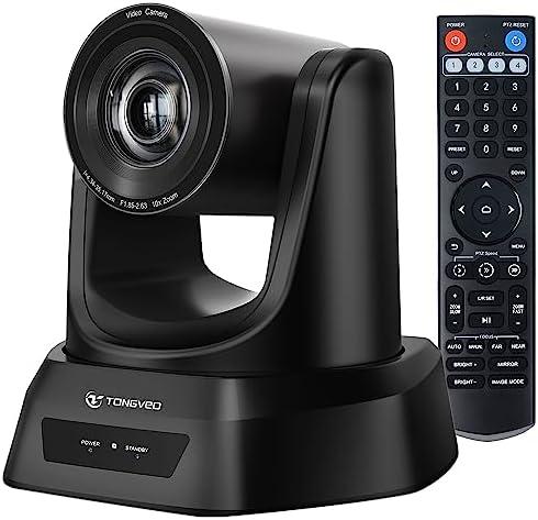 TONGVEO PTZ Camera HDMI/USB 10X Optical Zoom 60fps 1080P Video Conference Camera for Church Worship Live Streaming Meeting Online Learn with Zoom YouTube OBS and More