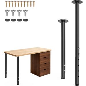 Adjustable Metal Table Legs 21-36 Inch(2PCS), Heavy Duty Furniture Legs Set for Computer Desk, Dining Table, Office Desk(Black)
