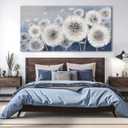 Pogusmavi Wall Decor Living Room - Wall-Art for Living Room, Canvas Art/Pictures for Bedroom | Blue Dandelion 24x48 inches Large Wall Art