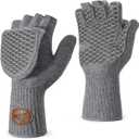 KastKing Bully Wooly Convertible Mittens  Premium Wool Fingerless Fishing Gloves with Magnetic Flip-Top, Fleece Lining, Non-Slip Grip, Extra-Long Cuff, 4-Way Stretch, Cold Weather Winter Gear (Small-Medium, Gray)
