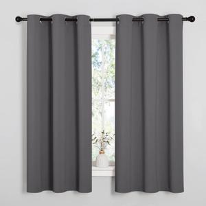 NICETOWN Thermal Insulated Grommet Blackout Curtains for Bedroom (2 Panels, W42 x L63 -Inch, Grey) (42"W x 63"L (Pack of 2), Grey)