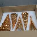 Soaoo 5 Pcs Mercury Glass Christmas Tree with LED Lights 10 Inch Large Figurine Lighted Christmas Tree Decoration Light up Tabletop Glass Decor for Home Table Centerpiece(Gold)