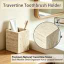 Travertine Toothbrush Holder: Travertine Pen Holder - Marble Brush Holder - Marble Organizer for Vanity - Candle Organizer - Utensil Holder for Bathroom,Office and Home