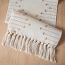 Boho Table Runner 13 x 72 Inch Long Natural Cotton Woven Runner with Tassels for Home Dining Table dcor, for Modern Farmhouse Decor Coffee Table Runner, Taupe and Beige