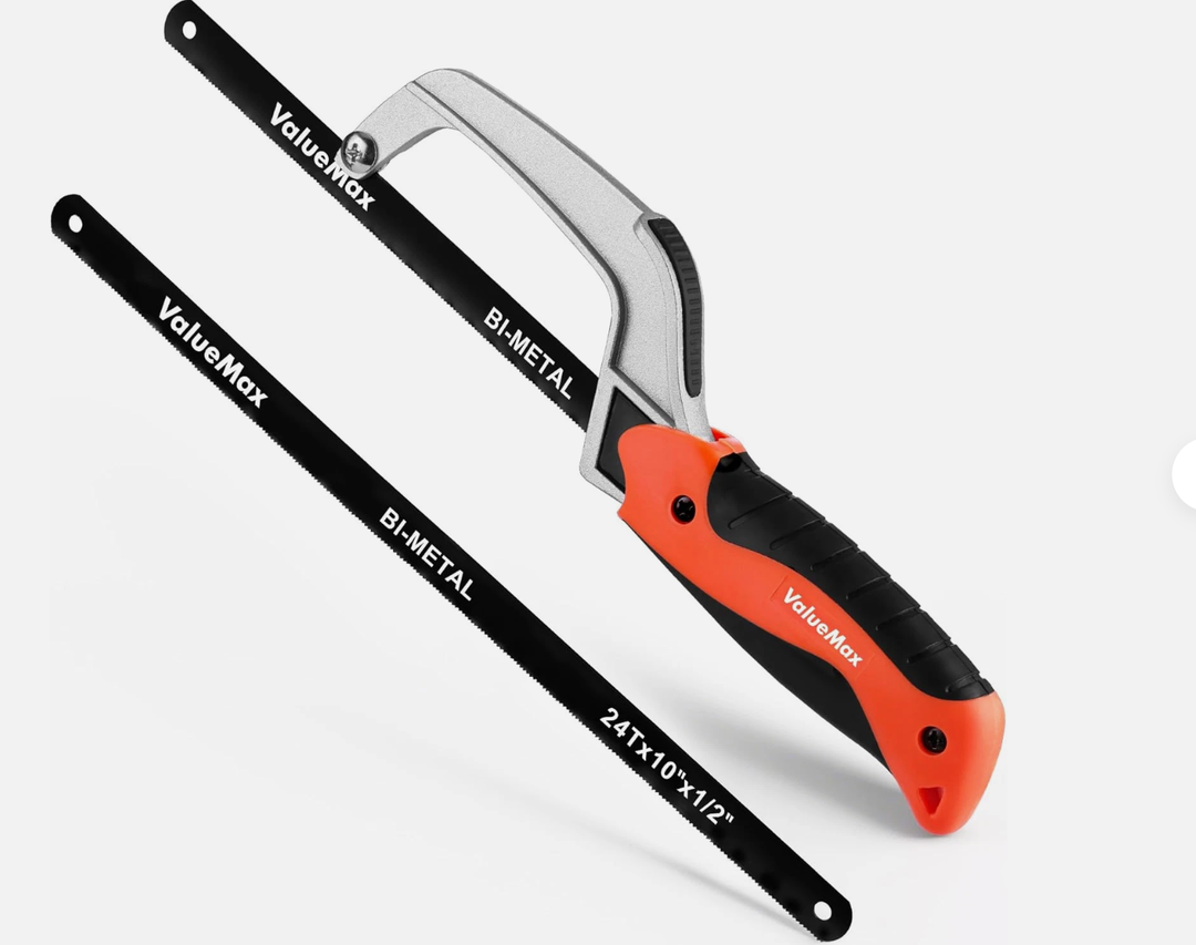 ValueMax Hacksaw, Mini Hack Saw with Extra 1 Piece Bi-Metal 10 Inch Blade, Aluminum Small Metal Saw for Wood, PVC, Iron, Copper, Compact Metal Cutter Tool for Tight Spaces & Small Objects