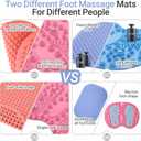 Upgrade Silicone Foot Massage Mat with Dual-Side Usage, Large Reflexology Mat for Feet Relaxation, Foldable Foot Acupressure Mat, Portable Standing Desk Mat for Pain, Fatigue Relief(Blue-L)