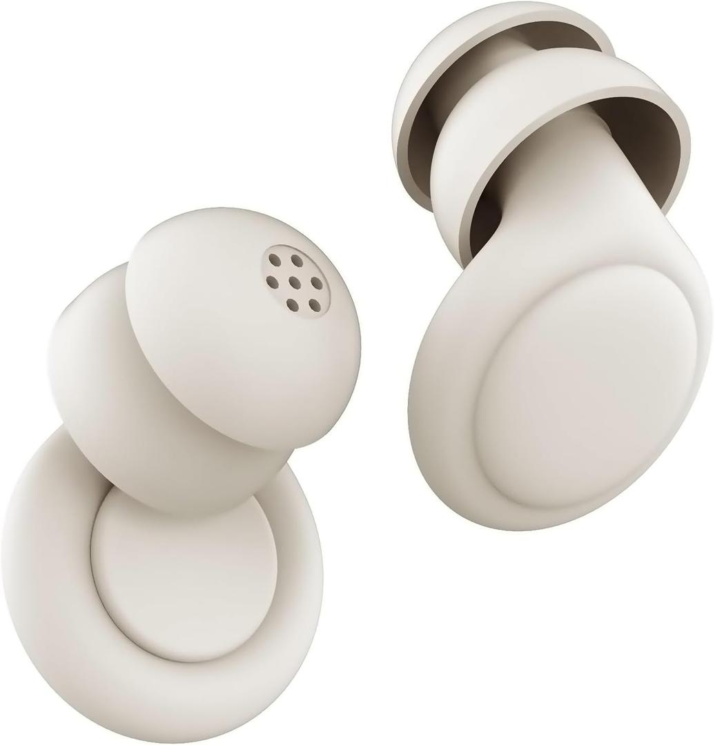 2 Noise Cancelling Ear Plugs, Beinkap Sleeping Earplugs with 12 Silicone Soft Reusable Ear Tips for Social Gatherings, Work, Sleeping, Concerts, Parenting, Conversation, 28 dB Noise Reduction (Skin)