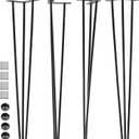 SPACEEUP 30" Hairpin Table Legs, 4PCS Coffee Desk Legs with Rubber Floor Protectors, 880lbs Load Capacity, Heavy Duty Black Metal Furniture Legs 3 Rods for DIY Bench Desk Dining End Table Chairs