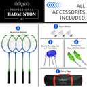 Zdgao Badminton Sets for Backyard, Portable Badminton Net with Tension Adjuster, Badminton Racket Set of 4, 3 Nylon Shuttlecocks, Boundary Line and Carry Bag for Backyard Beach Family Games