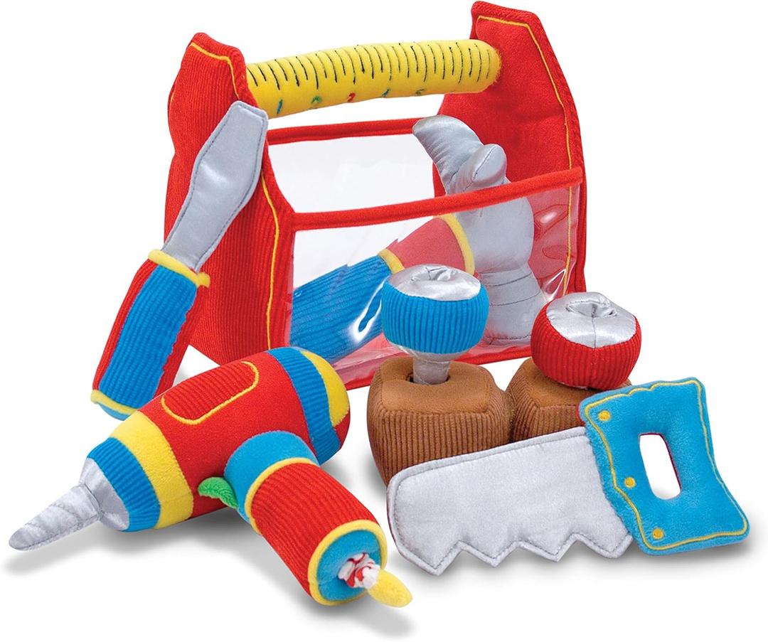 Melissa & Doug Toolbox Fill and Spill Toddler Toy With Vibrating Drill (9 pcs)