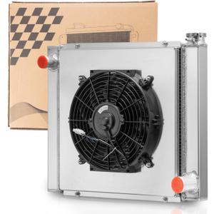 Universal Radiator with Fan 22'' Wide X 19'' Compatible with Chevy GM SBC BBC Engine Performance Cooling Aluminum Radiators Crossflow Style (2 Row)