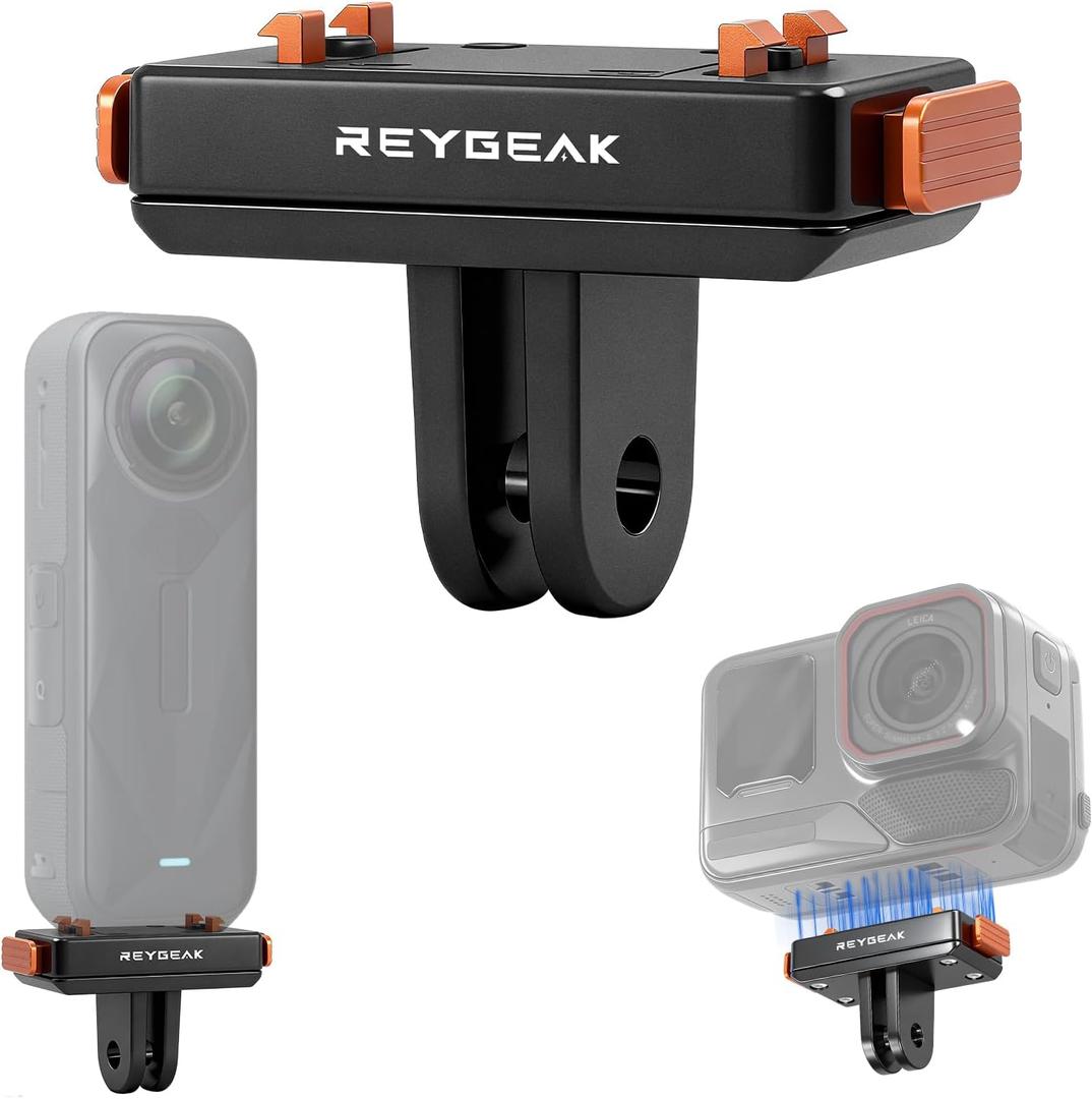 REYGEAK Magnetic Quick Release Mount for Insta360 X5/Ace Pro/Ace Pro 2,X4 Air Magnetic Adapter Base Mount with Dual-Claw for Insta360 Accessories(One Pack)