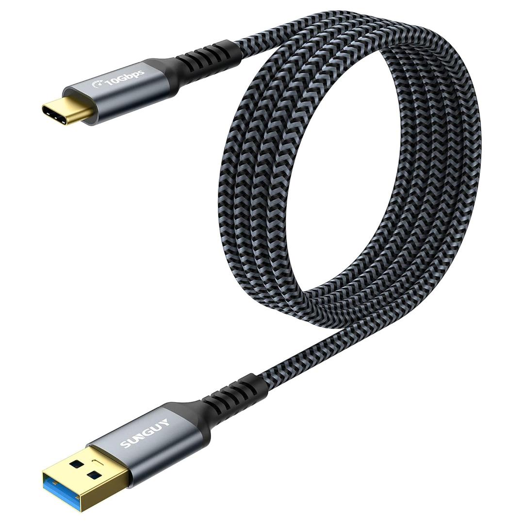 SUNGUY Android Auto USB C Cable, 5FT USB-C 3.1 Gen 2 Braided 3A Fast Charging & 10Gbps Data Transfer CarPlay Cable, for iPhone 17/16/15 Pro Max, Galaxy S22 S21 Note 20, Pixel 6 5 (Grey)