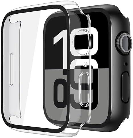 Misxi 2 Pack Tempered Glass Case Compatible for Apple Watch Series 11 (2025) Series 10 46mm, Hard PC Screen Protector Ultra-Thin Lightweight Scratch-Resistant Cover for iWatch, 1 Black + 1 Transparent