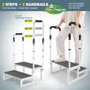 RV Step Stool with Handrails, 2 Step Stool with 2 Handrails, Wide Platform & Anti-Slip Mats, Portable Stairs for Hot Tub/Camper/Mobile Home/Porch/SPA Pool/Pet Stairs