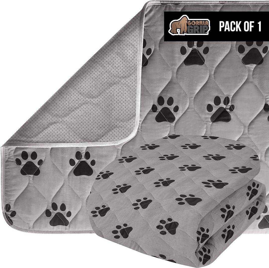 GORILLA GRIP Washable Puppy Pads, 40x26, Slip Resistant Dog Crate Mat, Waterproof Cloth Pee Pad for Training Puppies in Playpen, Reusable Pet Incontinence Blanket, Protects Sofa, Furniture, Floors (40" x 26")