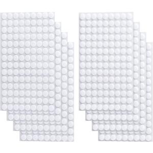 Self Adhesive Dots, 1000Pcs(500 Pair Set) 0.39 Inch / 10mm Diameter Hook and Loop Dots Tape, 10mm Nylon Sticky Back dots, Suitable for Classroom, Office, Home, White