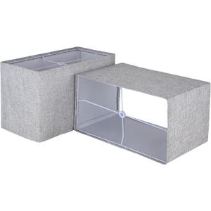 Square Lampshades Set of 2, Natural Linen L12.6'' x W6.7'' x 8.07" High, Easy Assembly Replacement Fabric Lampshades for Table & Floor Lamps, Gary Color (Gray)