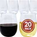 Reli. (20 Pack Disposable Wine Glasses 12 oz | Stemless Plastic Wine Glasses for Parties | BPA-Free, Shatterproof Plastic | Clear Drinking Party Cups for Cocktails, Whiskey, Wedding