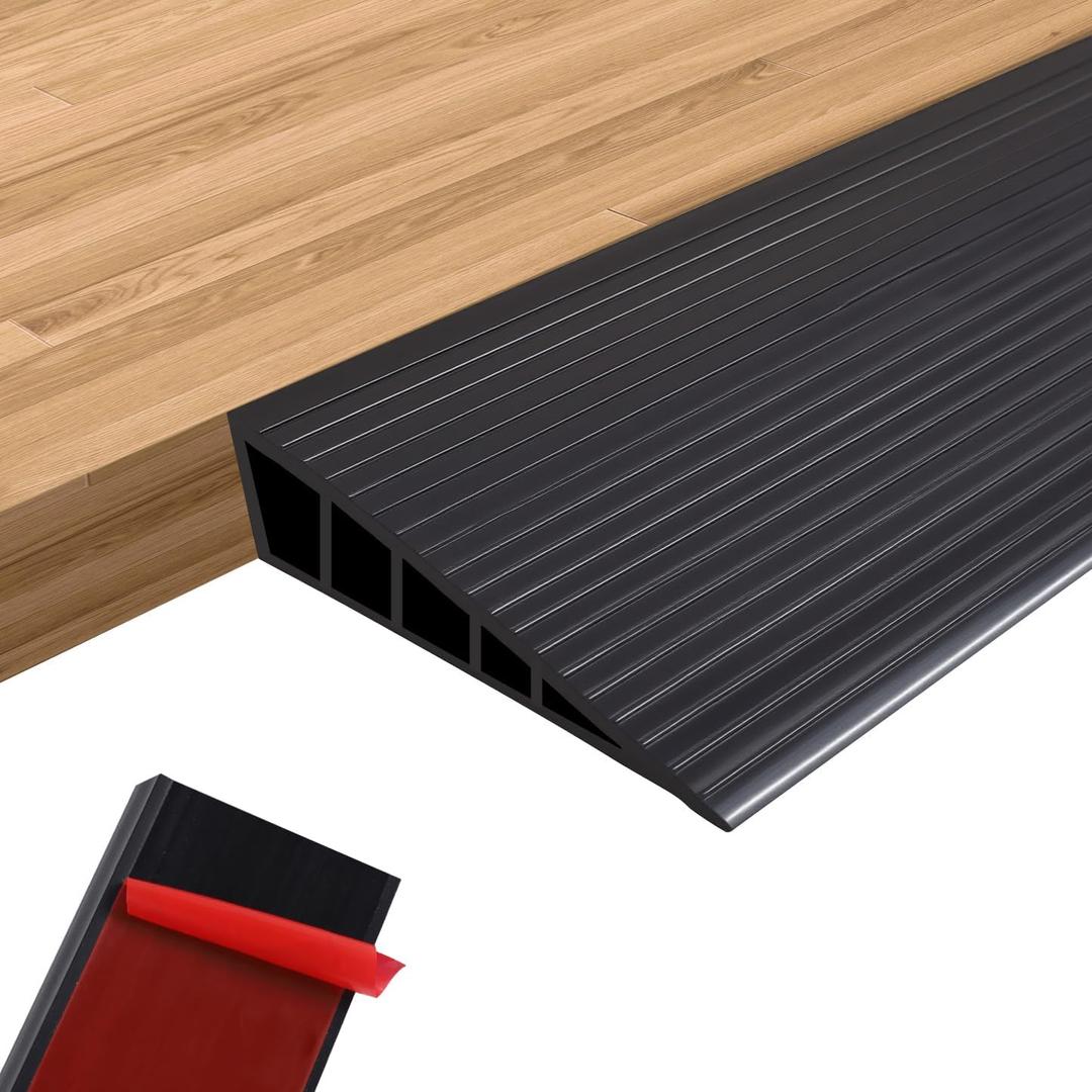 Threshold Ramps for Doorways 40'' L Floor Transition Strip Self-Adhesive 1" Rise Ramps for Wheelchairs for Home, Door Threshold for Home (Black)
