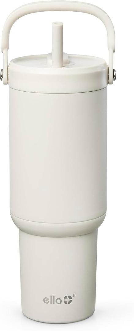 Ello Oasis Go+ 26oz Tumbler with Top Handle and Retracting Straw | Reusable Insulated Stainless Steel Cup, 100% Leakproof Water Bottle, 24 Hours Cold, Cup Holder Friendly For Travel | Mineral