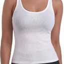 Sunzel Womens Ribbed Racerback Tank Top, Fitted Sleeveless Lyocell (White, S)