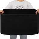 OIAHOMY 75L Large Blanket Basket, Storage Baskets with Handle, Rectangle Woven Cotton Rope Basket, Toy Organizer Bins, 22" x 17"x 12" in, Charcoal Black