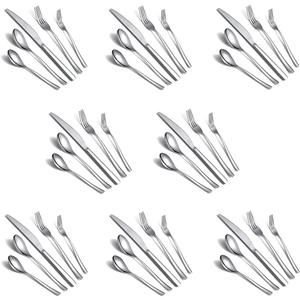 Silverware Set 40 Pieces, Stainless Steel Flatware Set, Mirror Polish Cutlery Set, Utensil Sets Service Set for 8 (Silver)