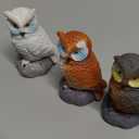 Eysinyge Mini Owl Figurines, Set of 4, Garden Decor Miniatures, Fairy Garden Accessories, Small Owls