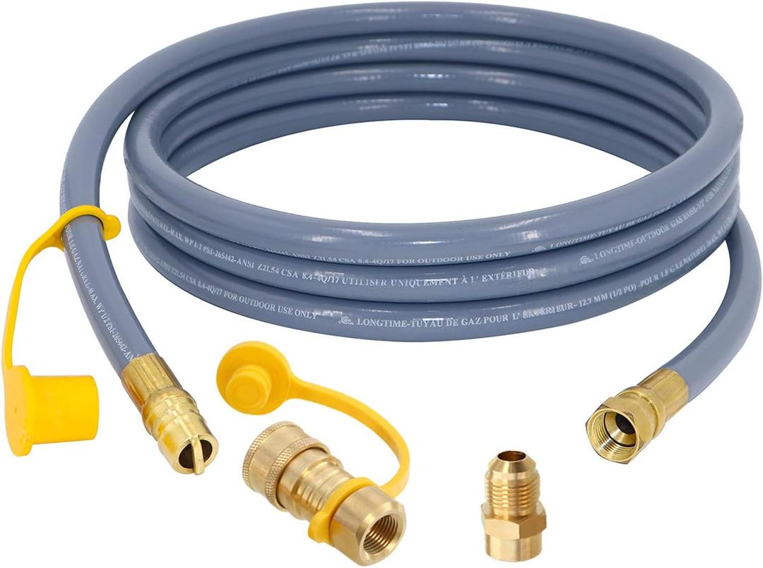 12 Feet 1/2 Inch ID Natural Gas Hose with Quick Disconnect for weber, charbroi, Grill, Pizza Oven, Patio Heater and More NG Appliance, Propane to Natural Gas Conversion Kit - CSA Certified