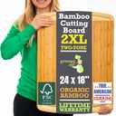 GREENER CHEF 24 Inch Bamboo Cutting Board with Lifetime Replacement - 2XL Extra Large Wooden Butcher Block for Kitchen, Stove Top, Meat, Vegetables, and Charcuterie with Deep Juice Grooves (Two-Tone)