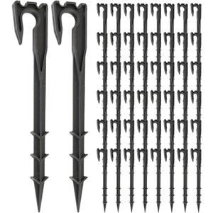 50Pcs Drip Irrigation Stakes, Hold-Down Anchor Drip Line Stakes, Plastic Ground Garden Hose Support Inserts for Garden Lawns BackyardStakes
