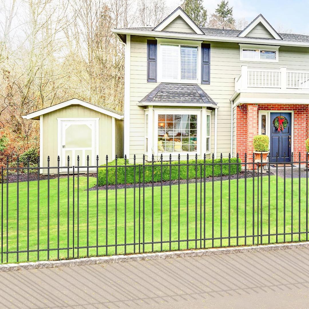 FOREHOGAR Metal Garden Fence 36 in H x 10 ft L,Border Fence Panels Animal Barrier for Dogs, No Dig Garden Fencing for Yard Patio Flower Bed Lawn Outdoor,5 Panels + 6 Stakes Black