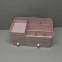 MIUOPUR Makeup Organizer for Vanity, Large Capacity Desk Organizer with Drawers for Cosmetics, Lipsticks, Jewelry, Nail Care, Skincare, Ideal for Bedroom and Bathroom Countertops - Large Pink