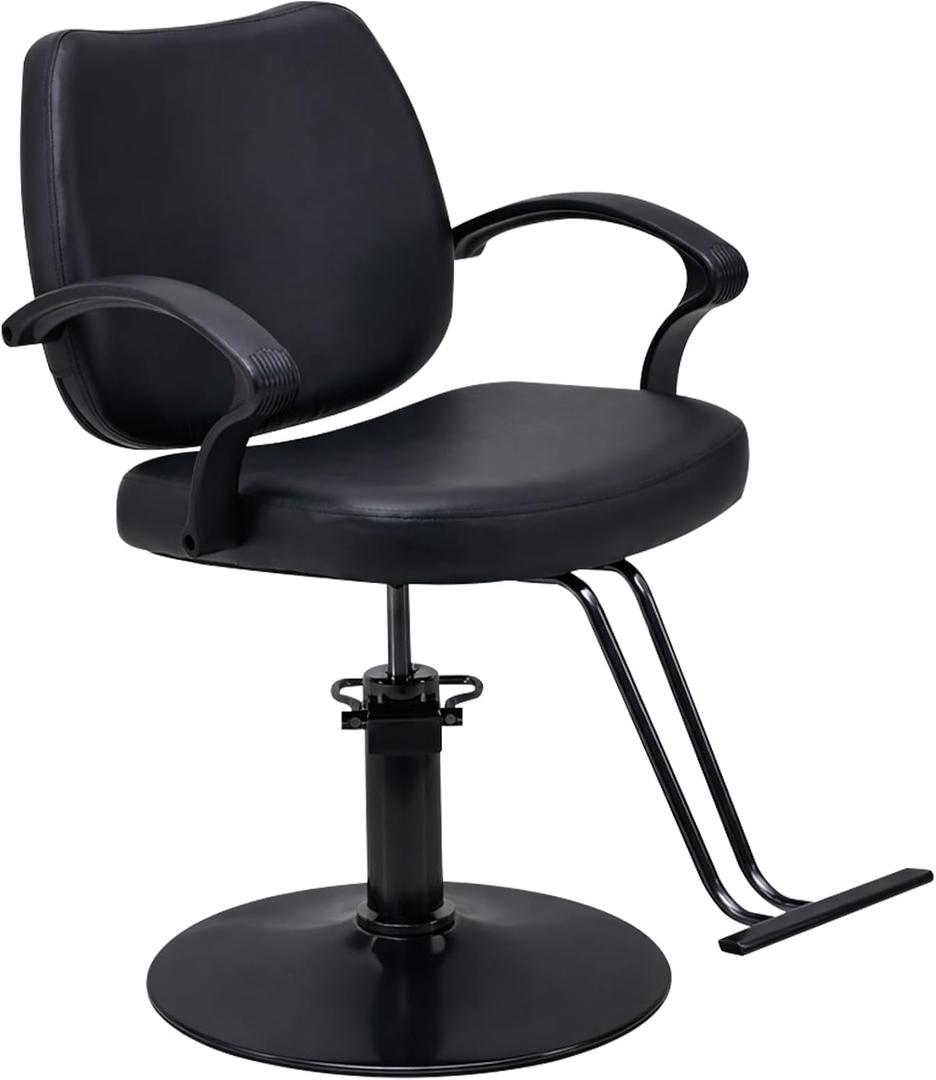 Zevemomo Barber Salon Chair for Hair Stylist, 360° Swivel, Black