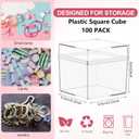Leinuosen 100 Pcs 2 x 2 x 2 Inch Clear Acrylic Plastic Box with Lid Square Candy Containers for Party Favors Small Square Cube Storage Candy Box for Pill Tiny Earring Jewelry Herb Bead Gifts