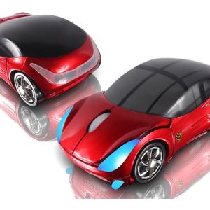 elec Space Wireless Mouse, 2.4GHz Car Wireless Mouse Cool 3D Sport Ergonomic Optical Cordless Mice with USB Receiver for PC Laptop Computer Women Small Hands (red)