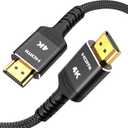 Highwings 4K HDMI Cable 3.3FT/1m - 4K@60Hz HDR Braided HDMI Cord, 18Gbps High Speed with Ethernet/ARC, 3D, HDCP 2.2, ARC, Compatible for PS-5/4/3/4K HDTV/Monitor/Projector/Streaming Media, Black