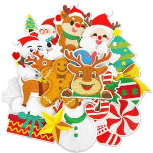 2 x 20Pcs Christmas Iron on Patches, Christmas sew on Patches for Clothing, Hats, Backpacks, Jackets, and Bags